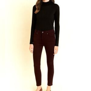 Paige High Rise Skinny Jeans Size 25 Burgundy Plum Stretch Denim Classic Fit